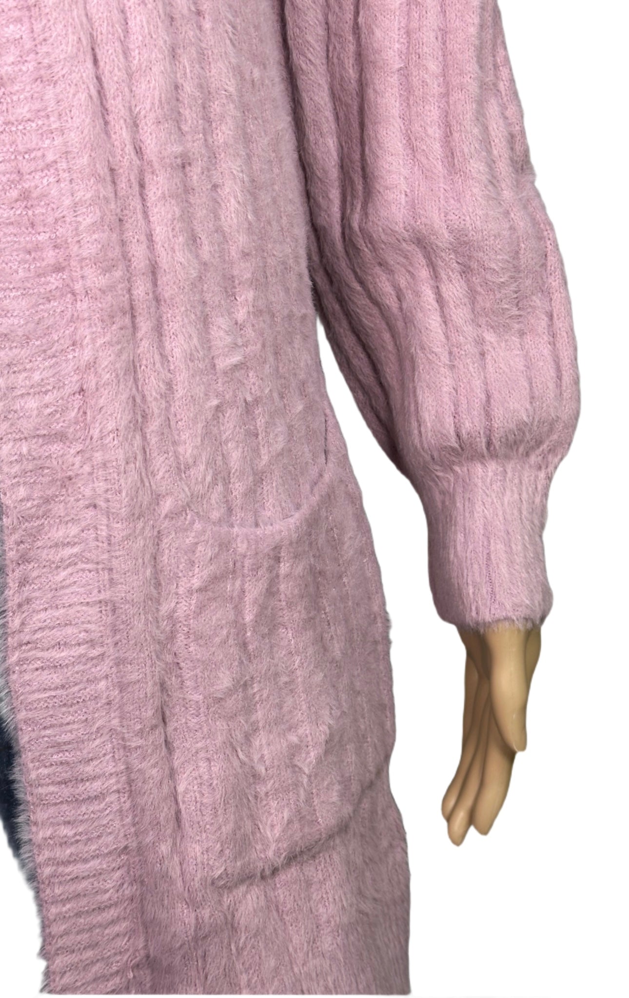 HIPPIE ROSE Open Fron Eyelash Knit Cardigan