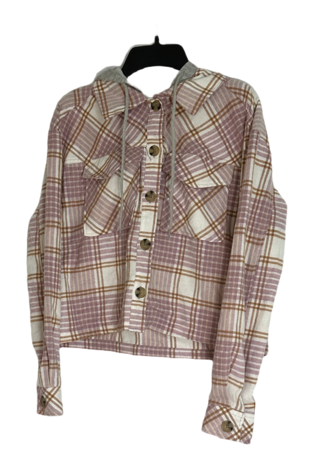 ULTRA FLIRT Plaid Hoodie Shacket