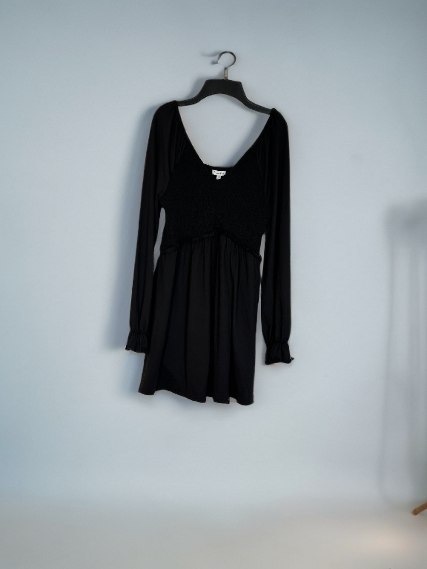 LOVE, FIRE Long-Sleeved Smocked Mini Dress