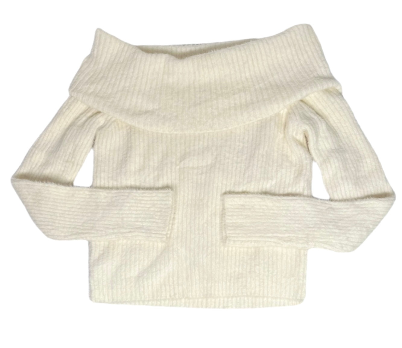 HIPPIE ROSE Eyelash-Knit Off-The-Shoulder Sweater