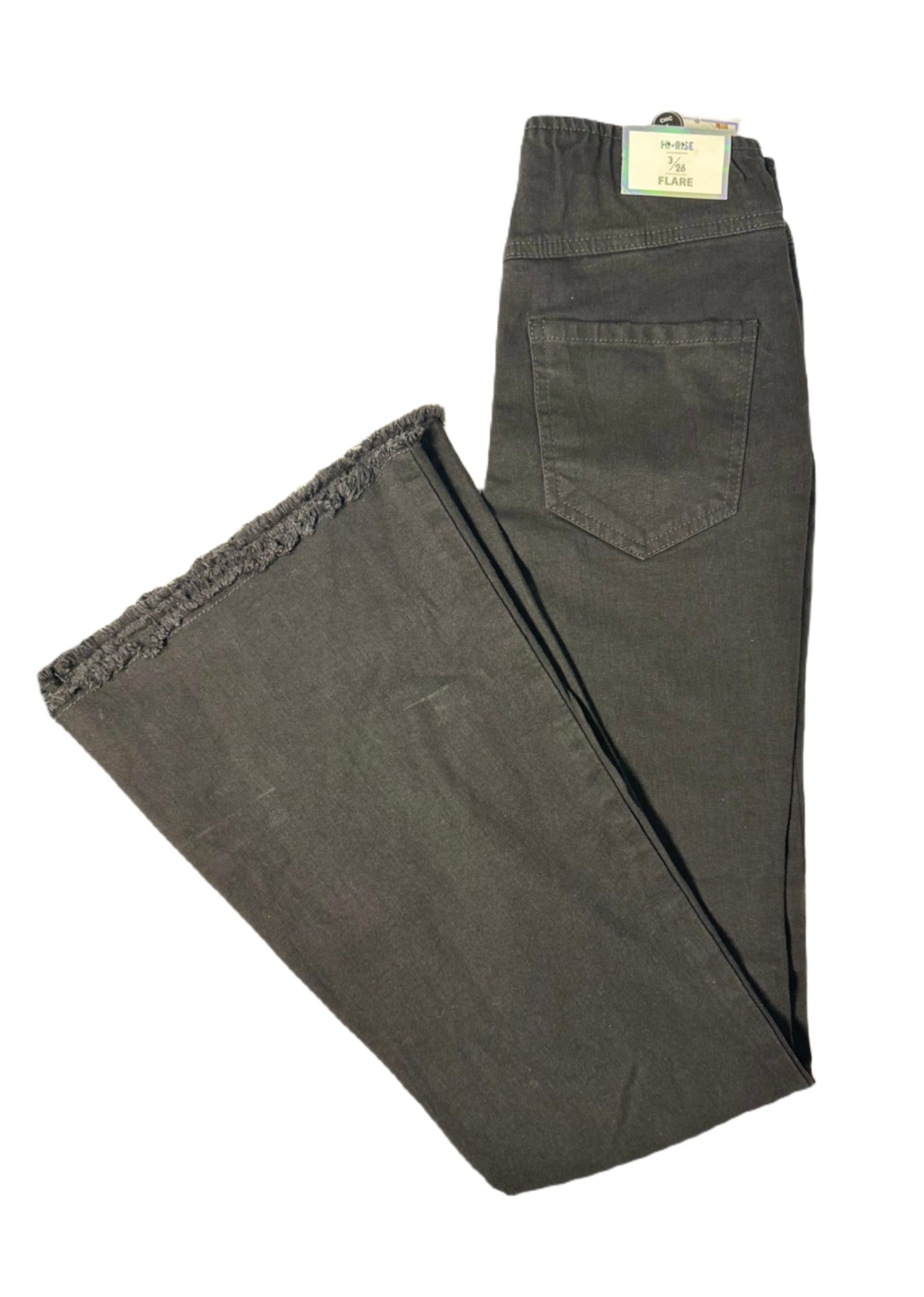 TINSELTOWN Pull-On Frayed-Hem Flare-Leg Denim Jeans