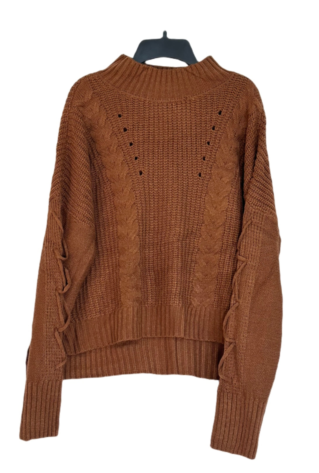 ULTRA FLIRT Mock-Neck Lace-Up-Sleeve Sweater