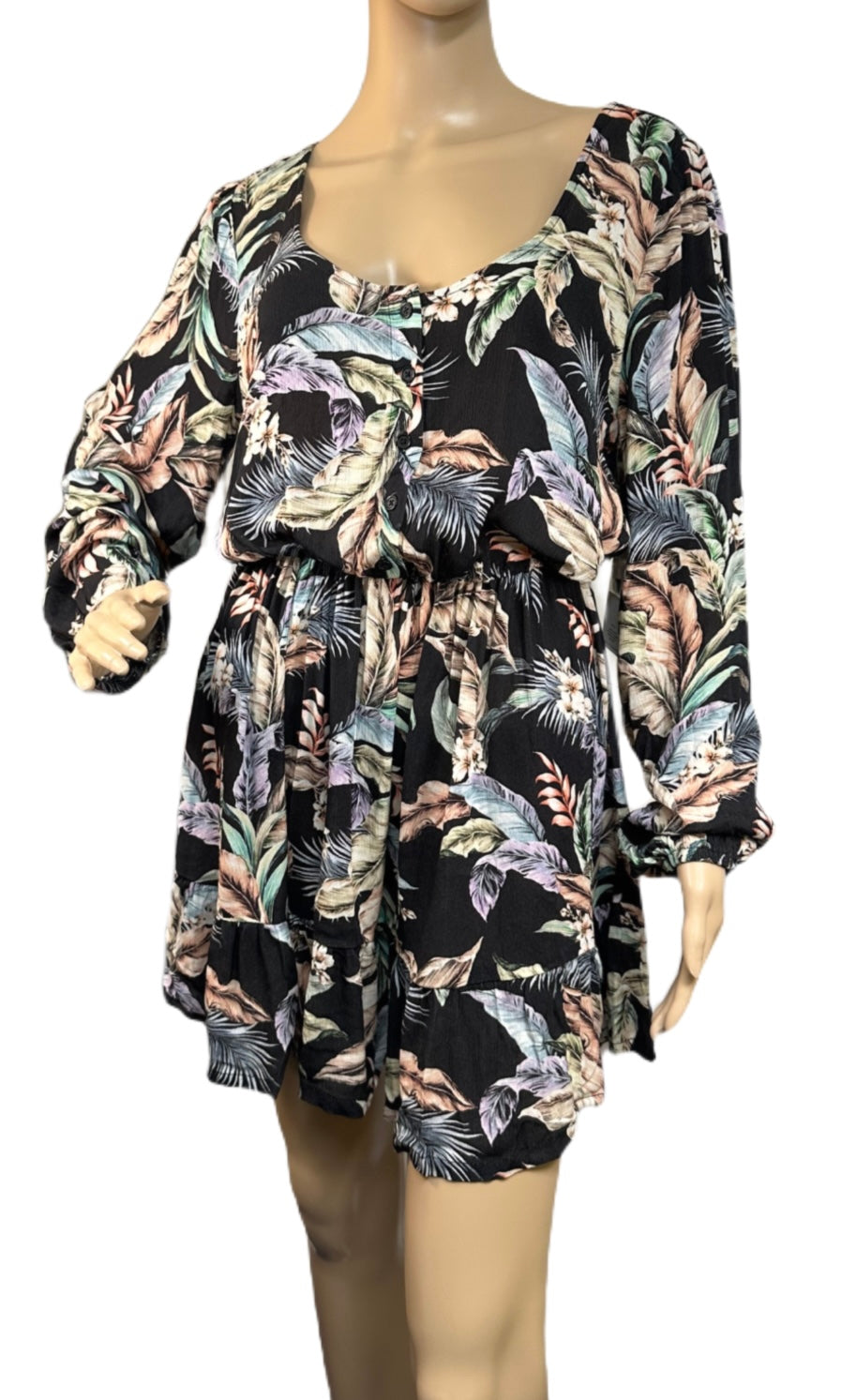 HURLEY Wispy Leaves Scoop Mini Dress