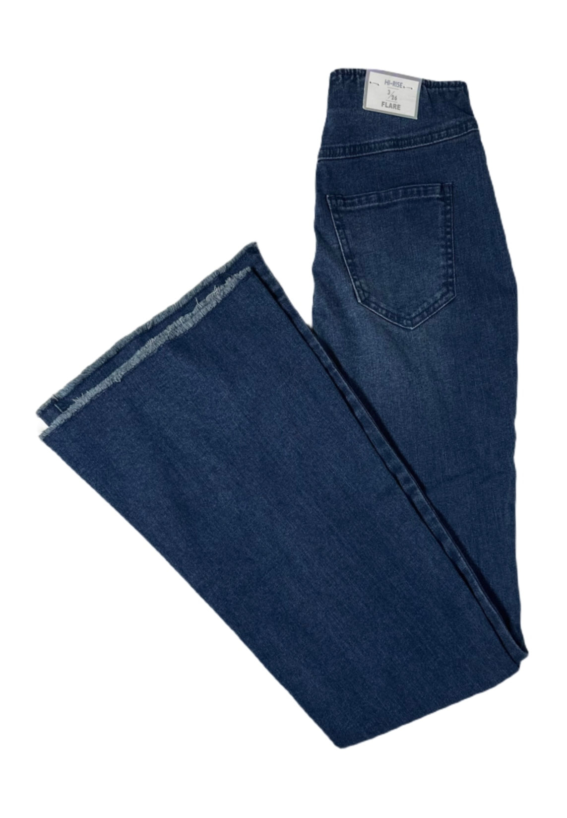 TINSELTOWN Pull-On Frayed-Hem Flare-Leg Denim Jeans