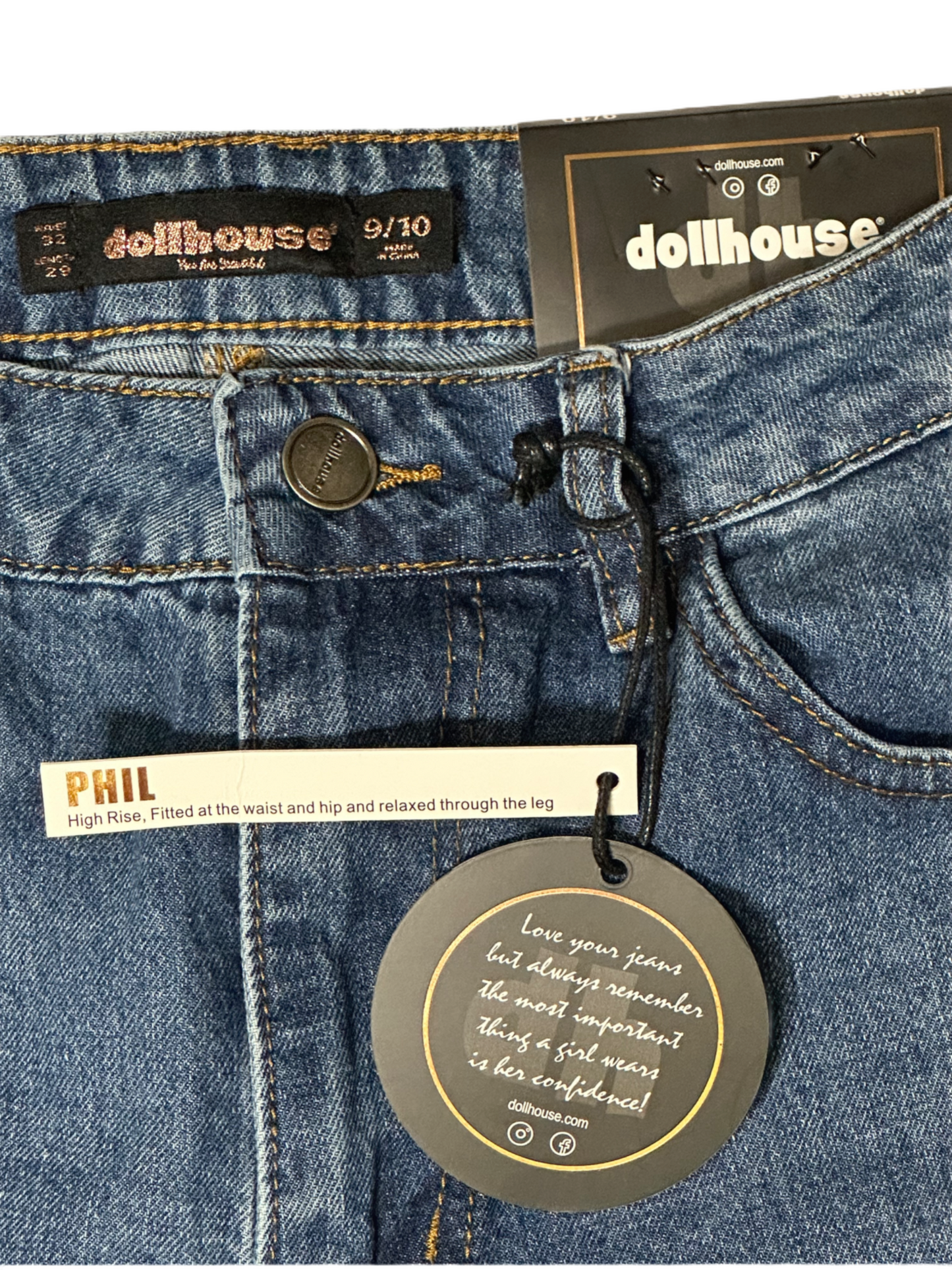 DOLLHOUSE Ripped Knee High-Rise Dad Jeans