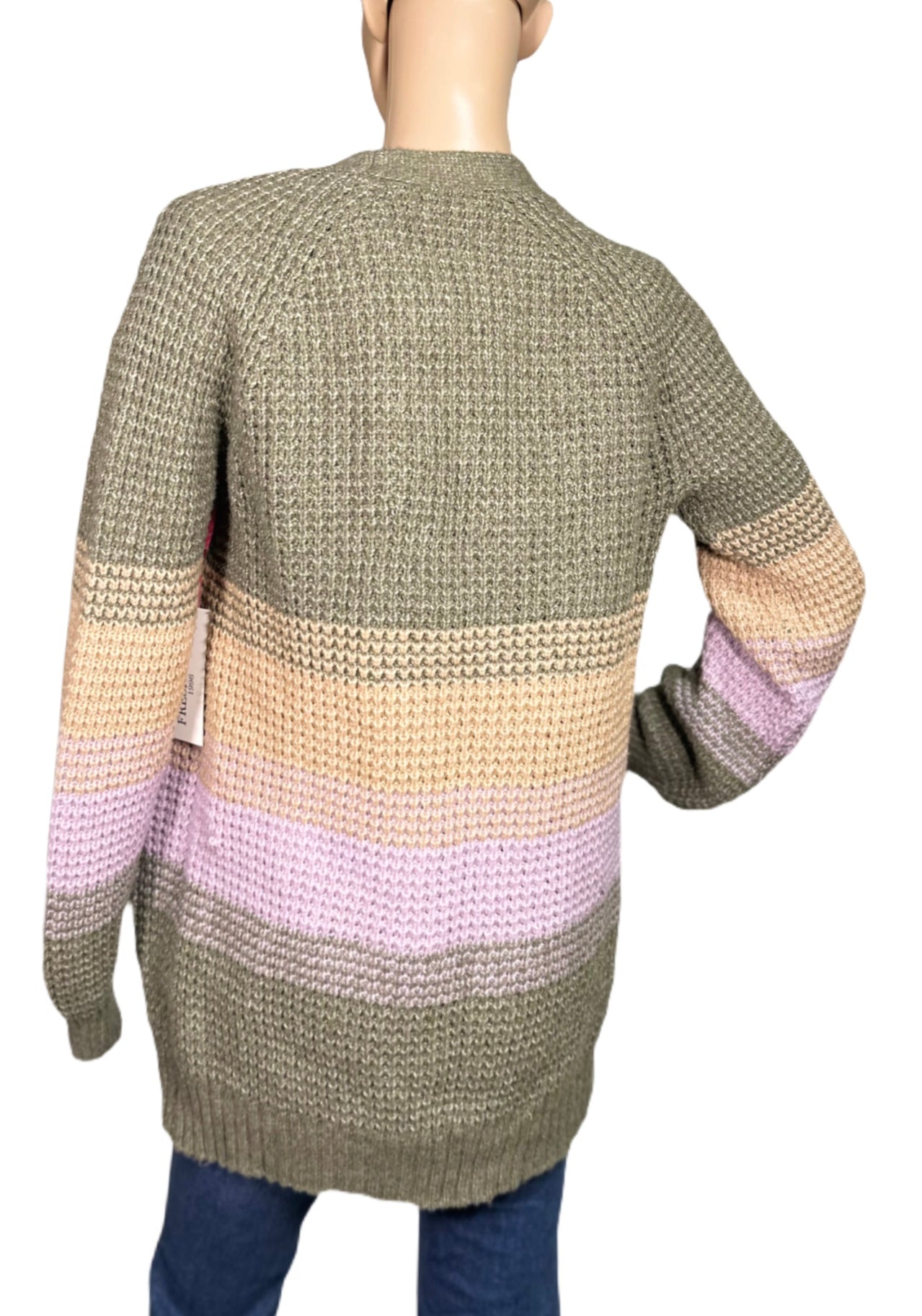 FRESHMAN Ombré Striped Waffle-Knit Long Cardigan