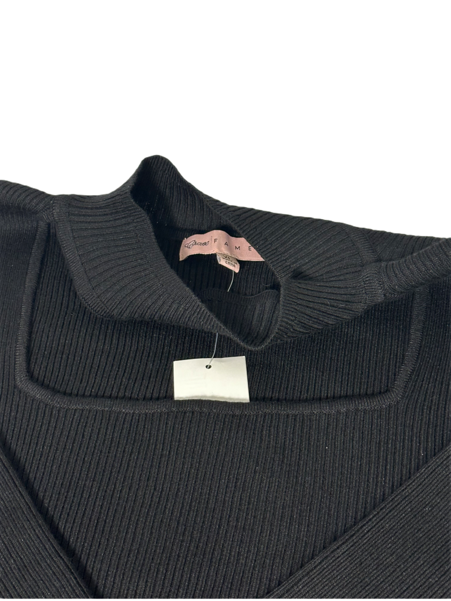 CRAVE FAME Cutout Mock-Turtleneck Top