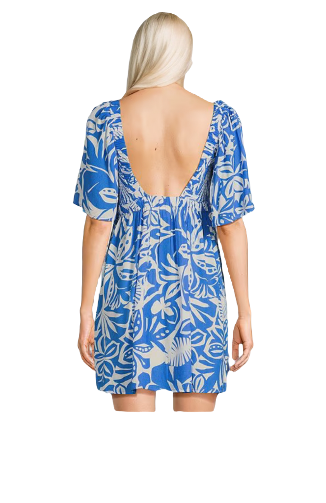 ROXY Golden Dawn Short Sleeve Printed Mini Dress