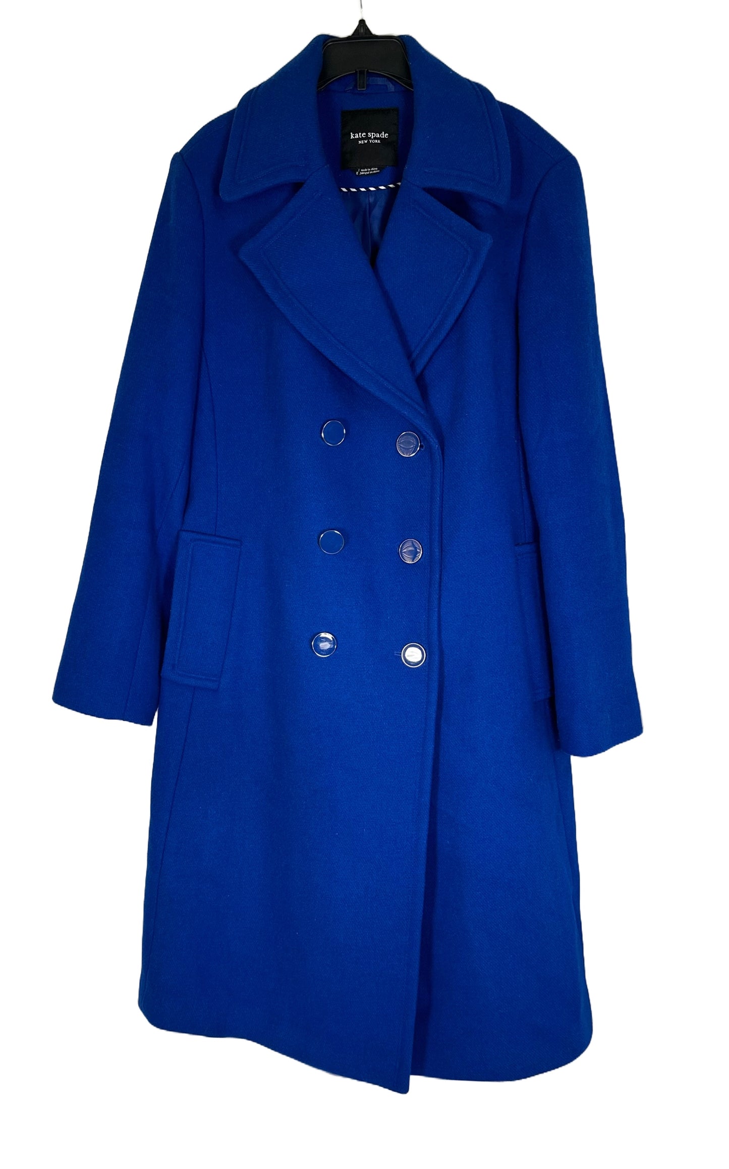 KATE SPADE NEW YORK Double Breasted Wool Blend Peacoat
