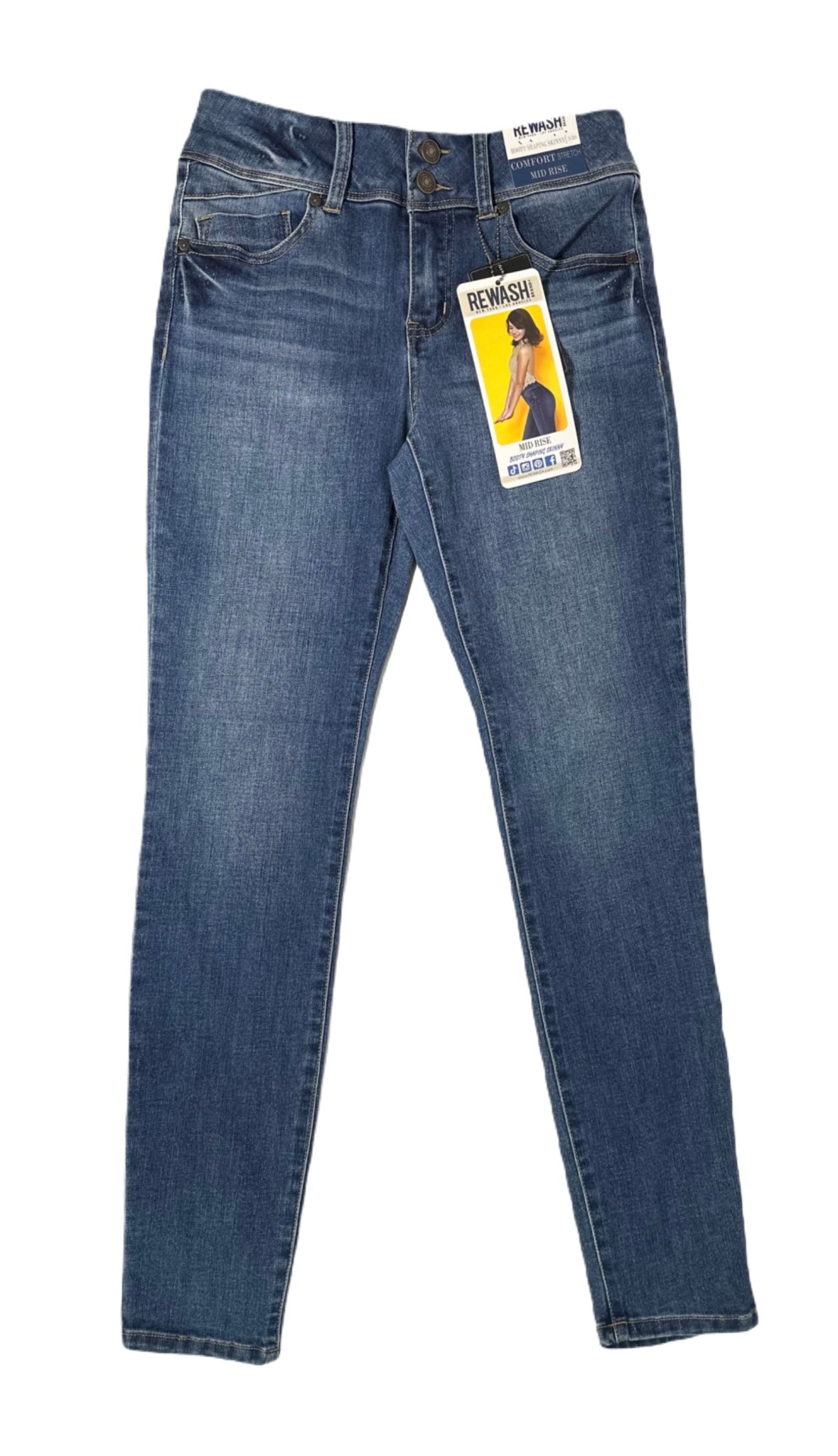 REWASH Mid-Rise Booty-Shaping Skinny Jeans
