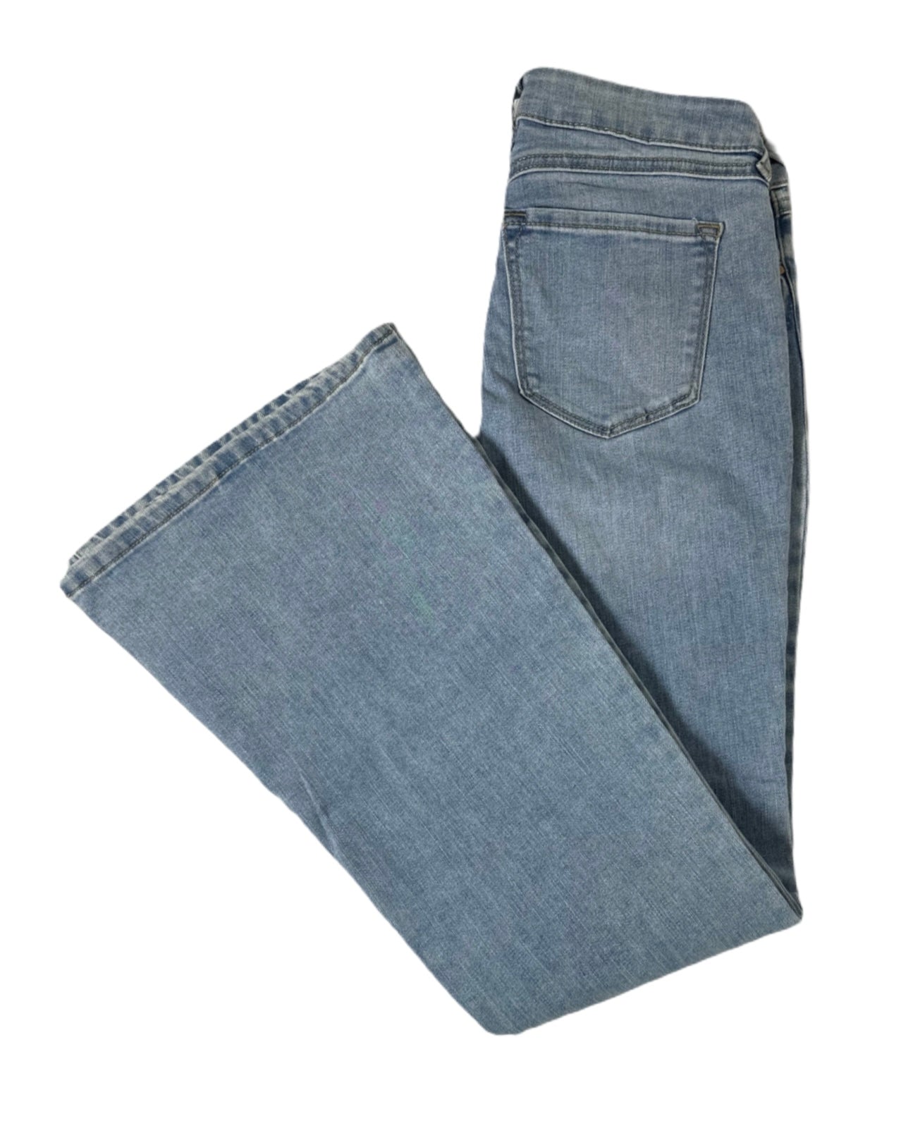 REWASH Low-Rise Distressed Flare Jeans