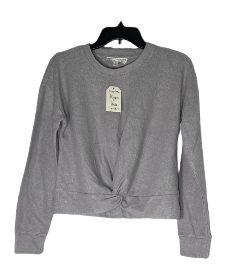 HIPPIE ROSE Cozy Twist-Front Long-Sleeve Top