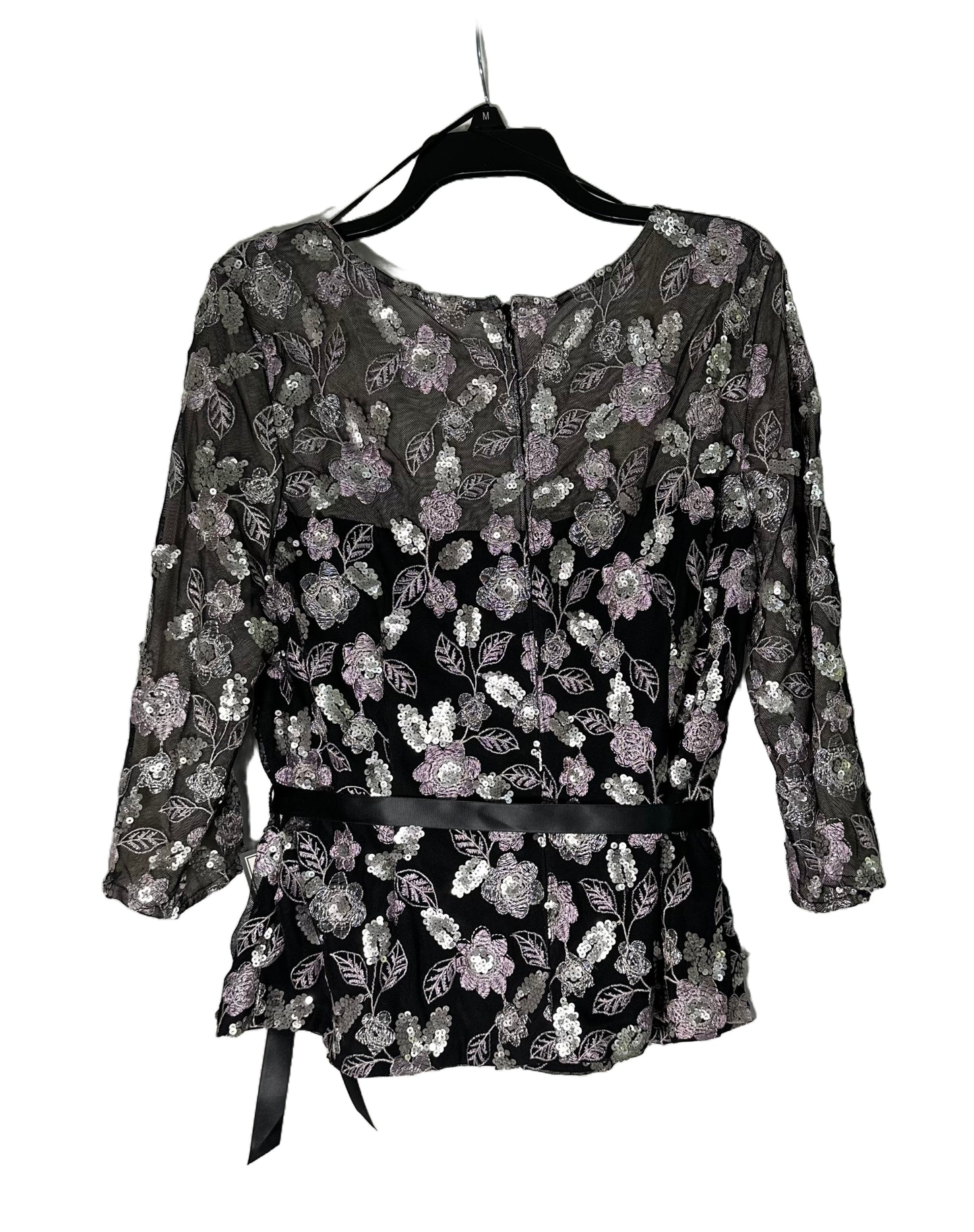 ALEX EVENINGS Sequined Embroidered Blouse