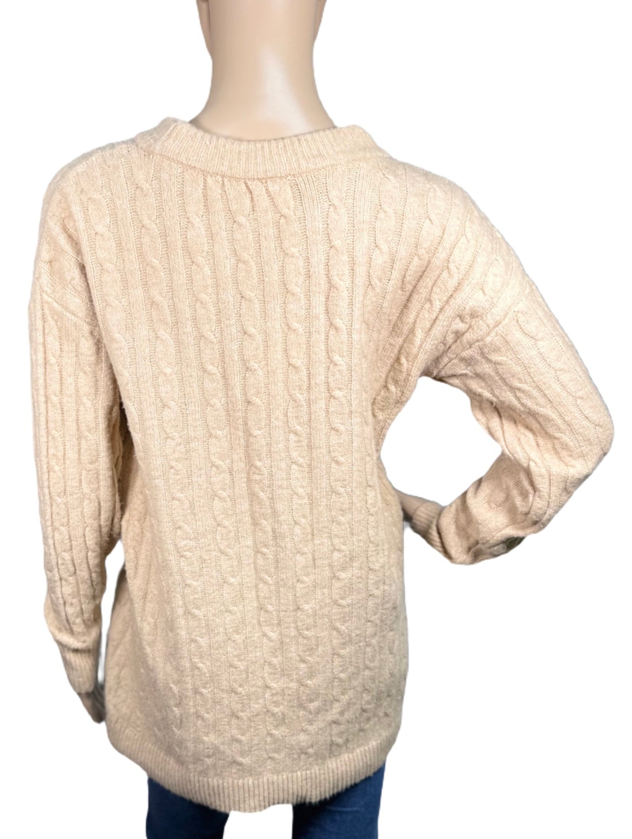 HIPPIE ROSE Cable-Knit Crewneck Sweater