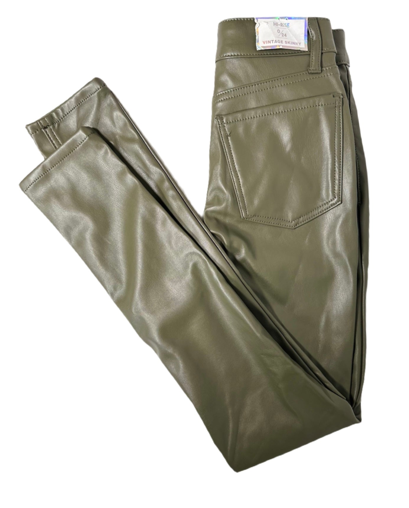 TINSELTOWN High-Rise Exposed Button-Fly Patent Skinny Pants