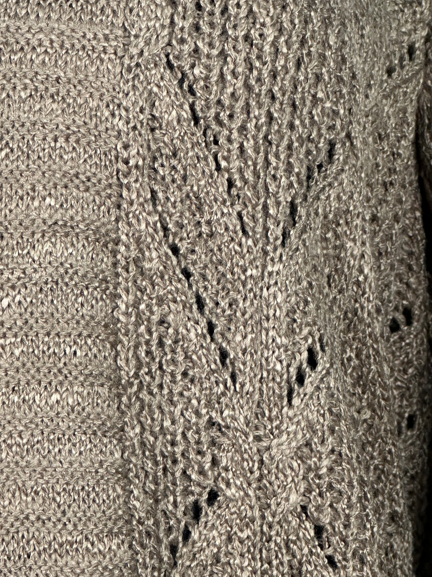 HIPPIE ROSE Pointelle-Knit Long Open Front Cardigan