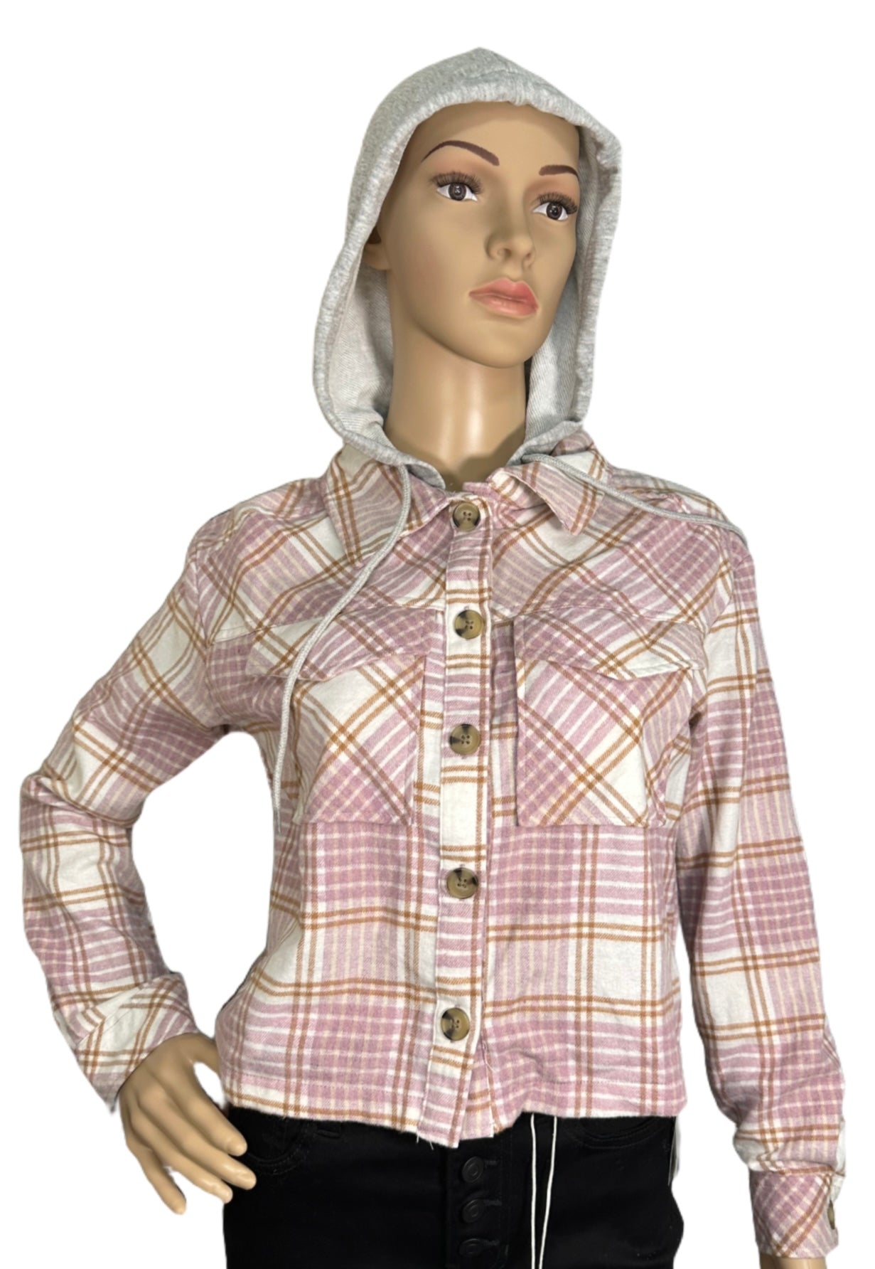 ULTRA FLIRT Plaid Hoodie Shacket