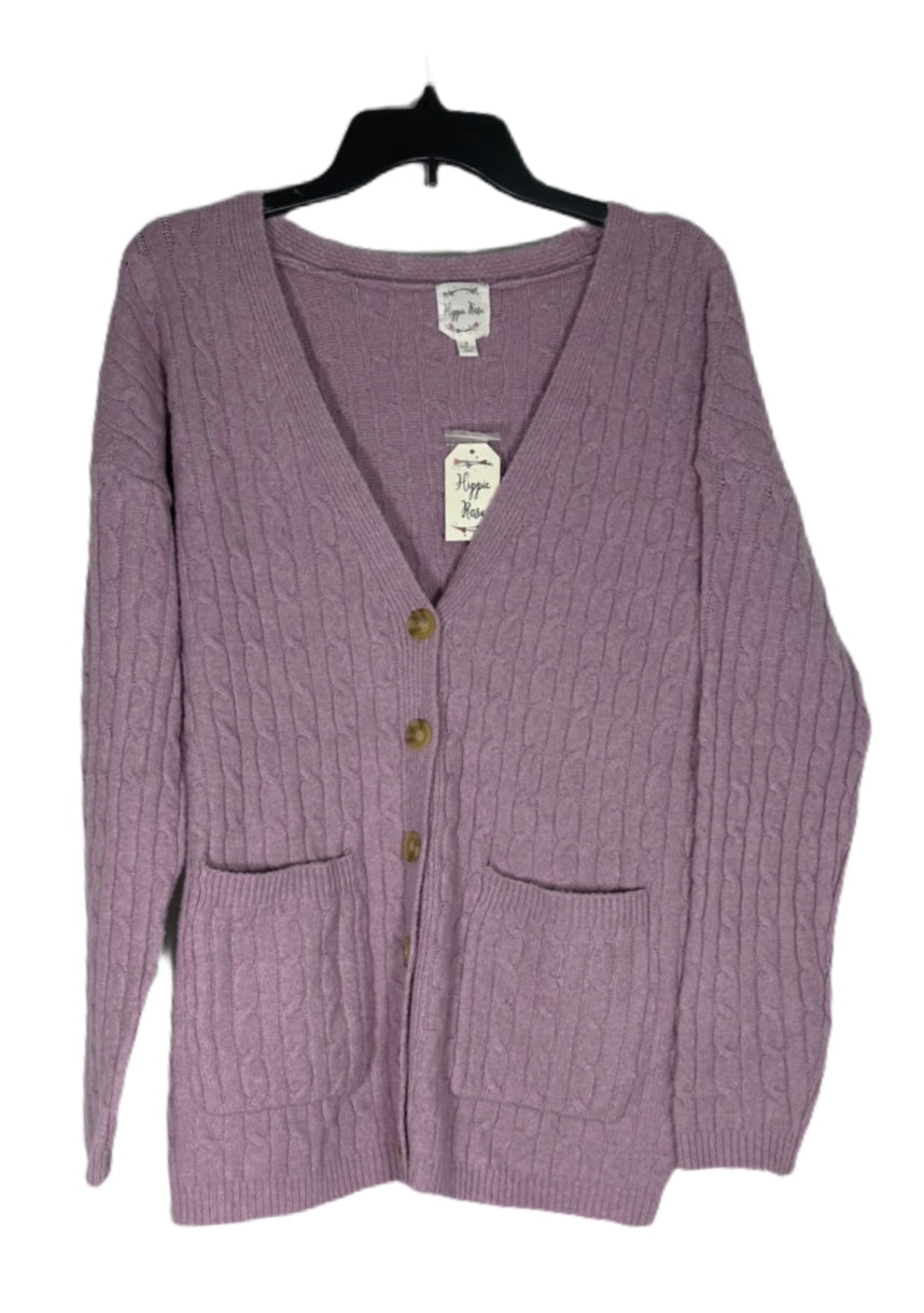 HIPPIE ROSE Baby-Cable-Knit Button Front Cardigan