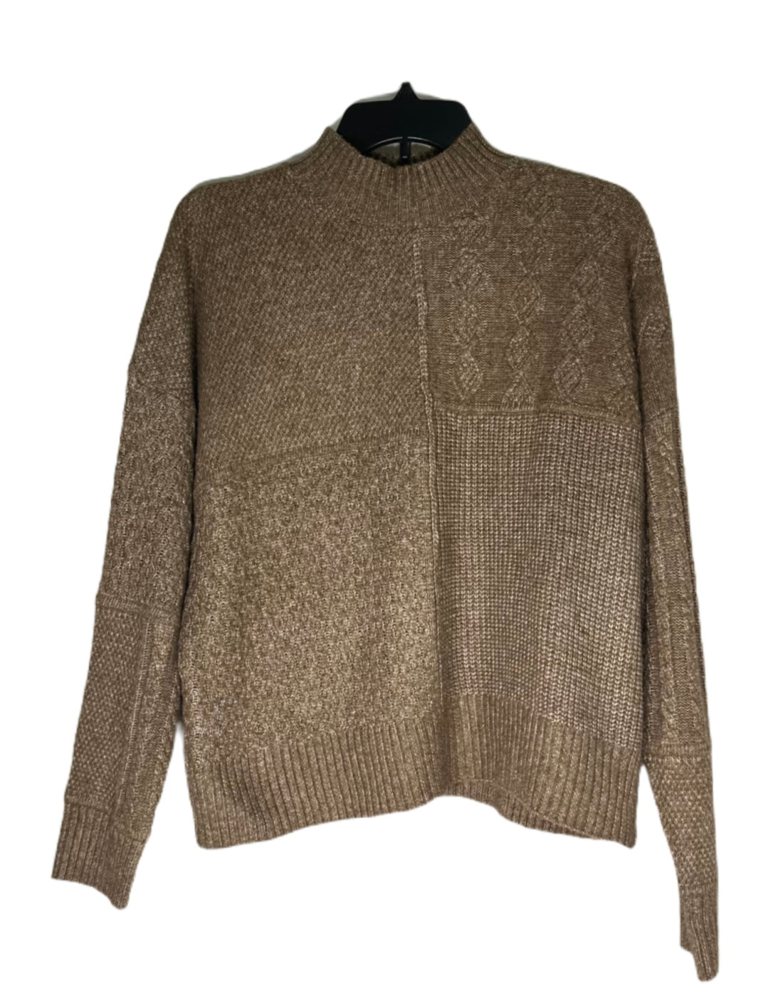 HIPPIE ROSE Mock-Neck Mixed-Stitch Sweater