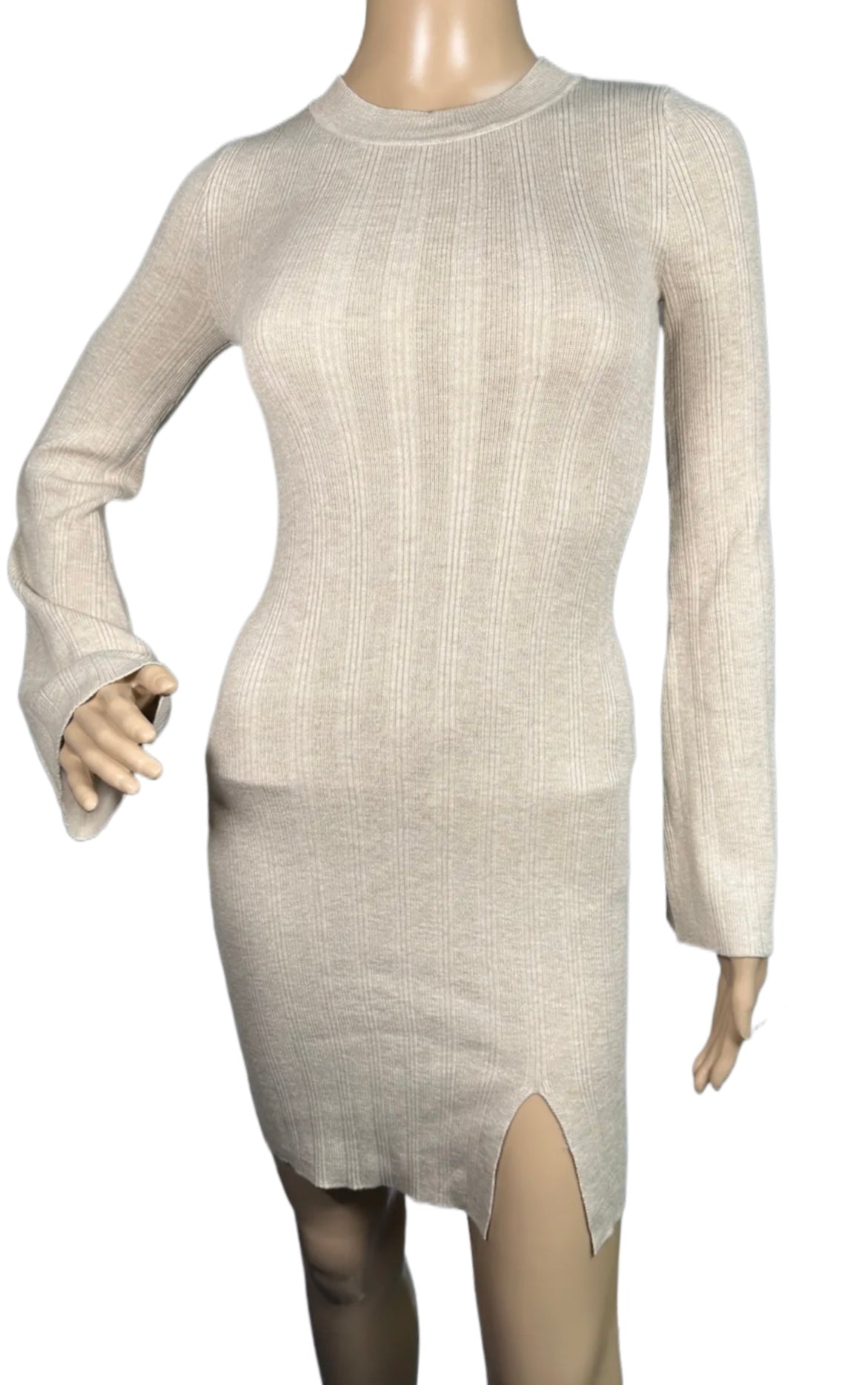 HIPPIE ROSE Crewneck Side-Slit Sweater Dress