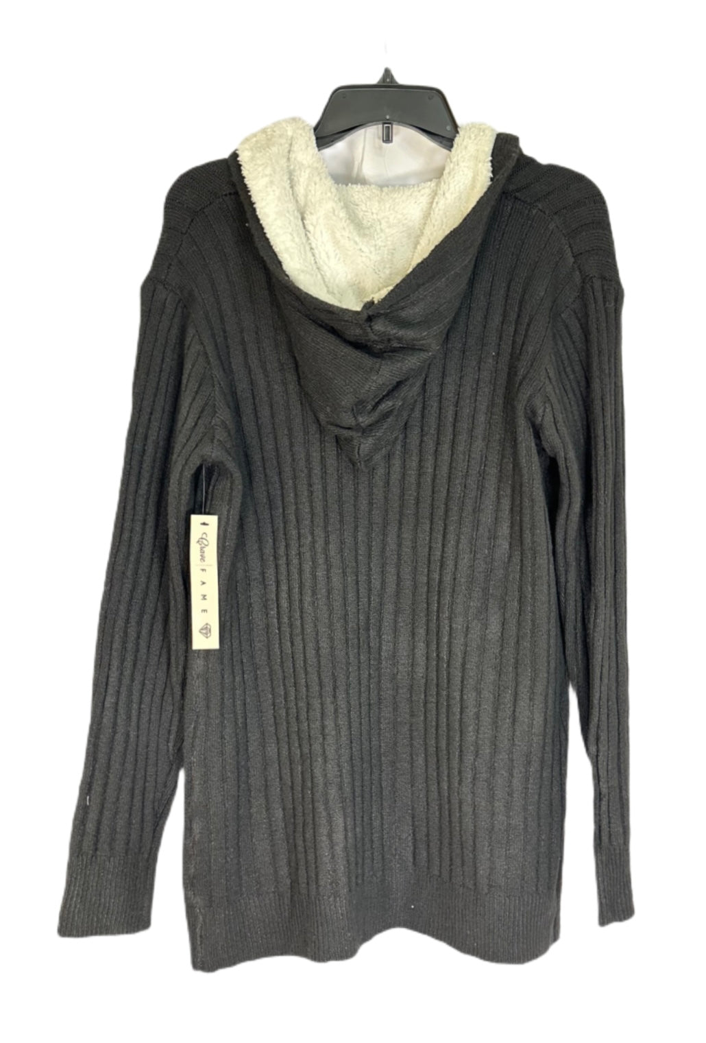 CRAVE FAME Cozy Knit Fleece Sherpa Trim Cardigan