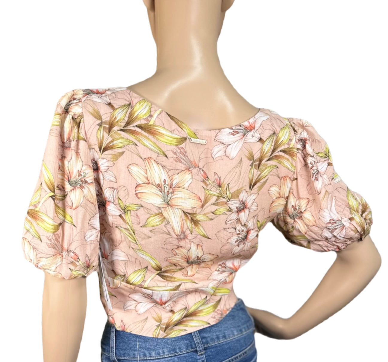 HURLEY Lily Floral Print Button Front Crop Top