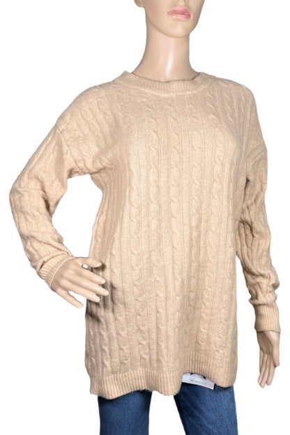HIPPIE ROSE Cable-Knit Crewneck Sweater