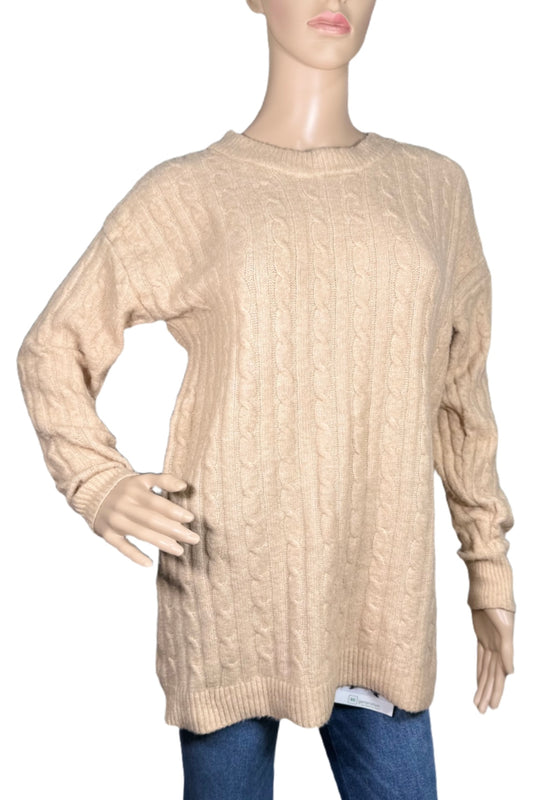 HIPPIE ROSE Cable-Knit Crewneck Sweater