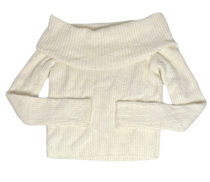 HIPPIE ROSE Eyelash-Knit Off-The-Shoulder Sweater