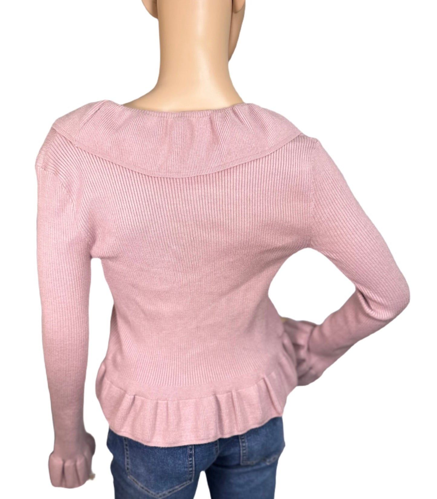 HIPPIE ROSE Tie-Front Flutter-Sleeve Cardigan Sweater