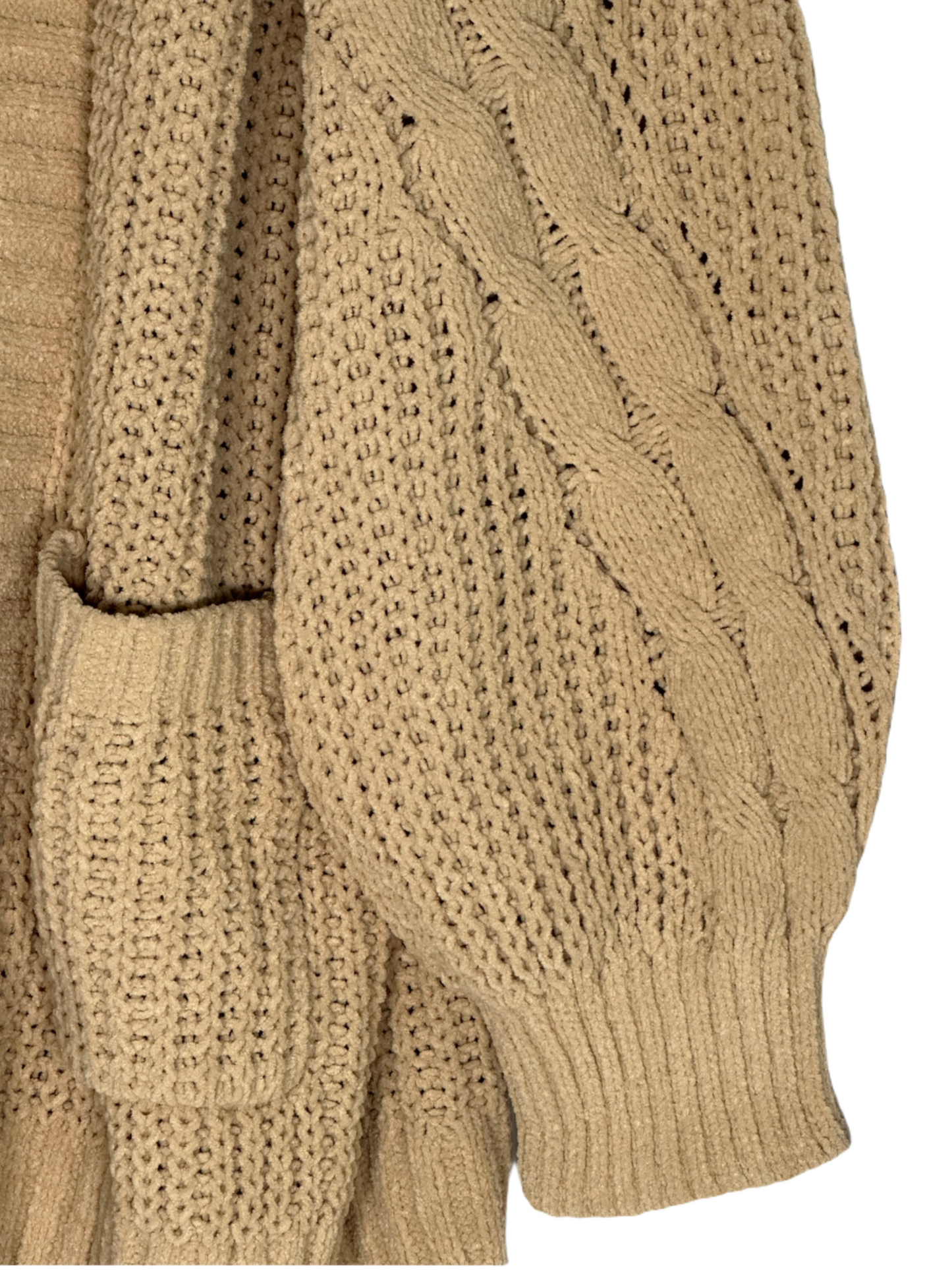 HIPPIE ROSE Chenille Cable-Knit Cardigan
