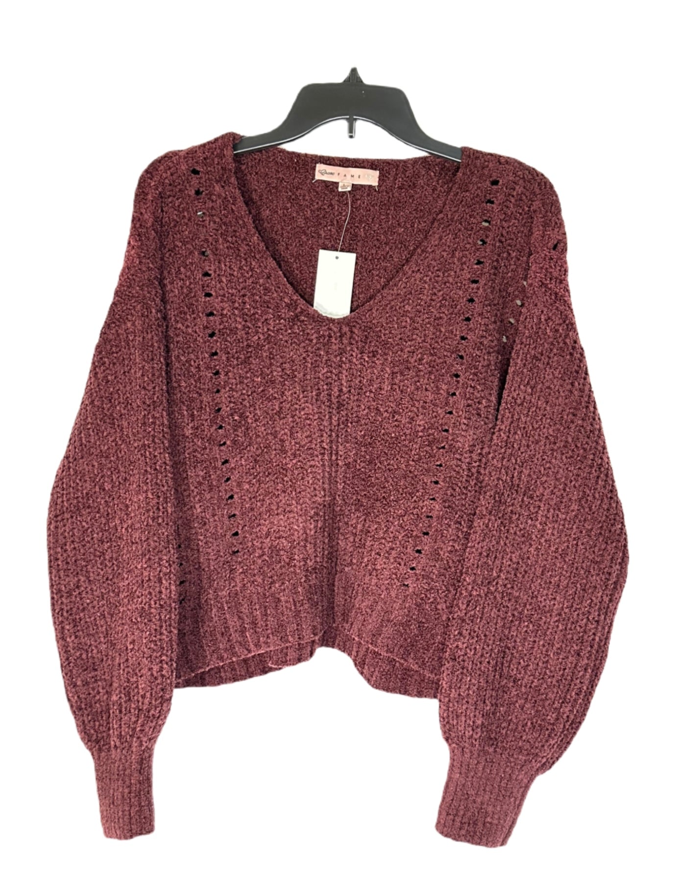 CRAVE FAME Chenille Pointelle Sweater