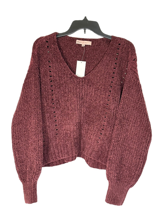 CRAVE FAME Chenille Pointelle Sweater