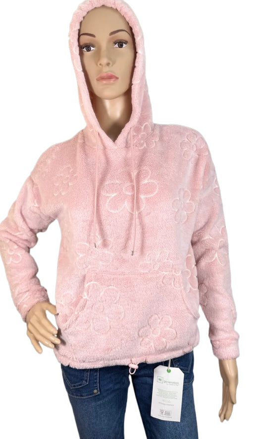 PLANET HEART  Cozy Embossed Plush Hoodie