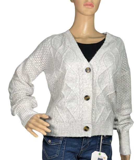 HIPPIE ROSE  Cable-Knit Cardigan Sweater