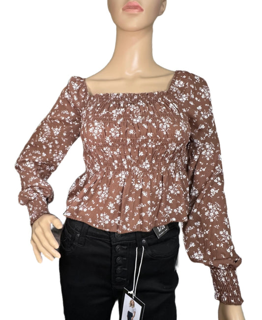 ULTRA FLIRT Smocked Peplum Top