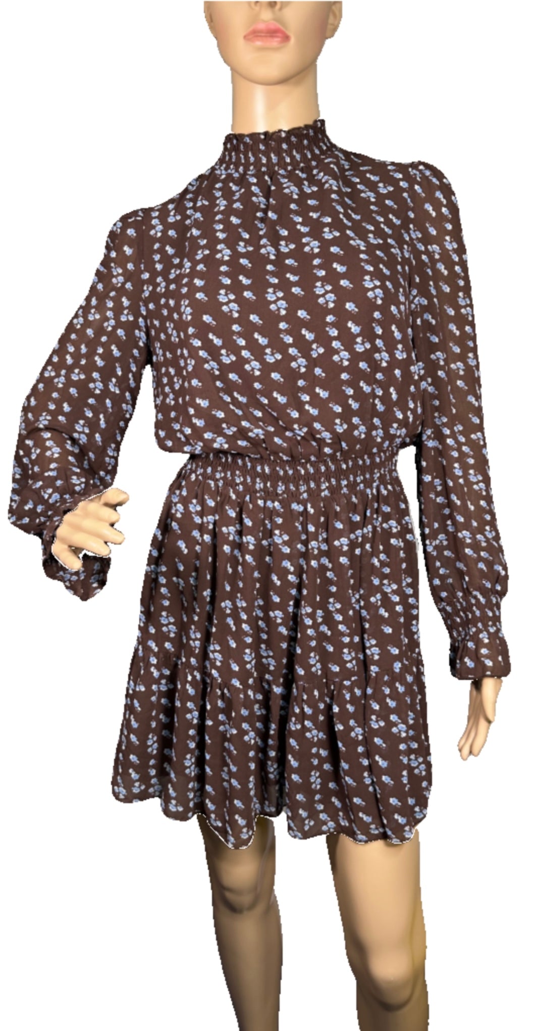 LUCY PARIS Mock Neck Floral-Print Dress