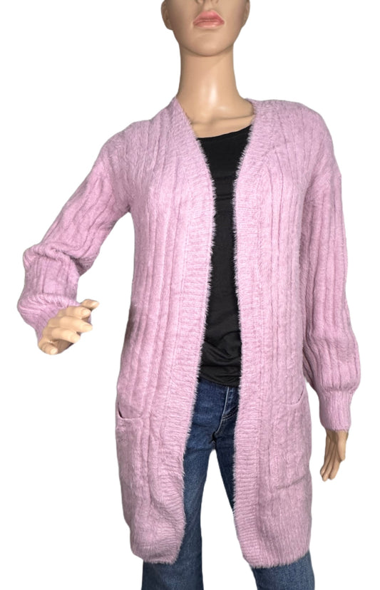 HIPPIE ROSE Open Fron Eyelash Knit Cardigan
