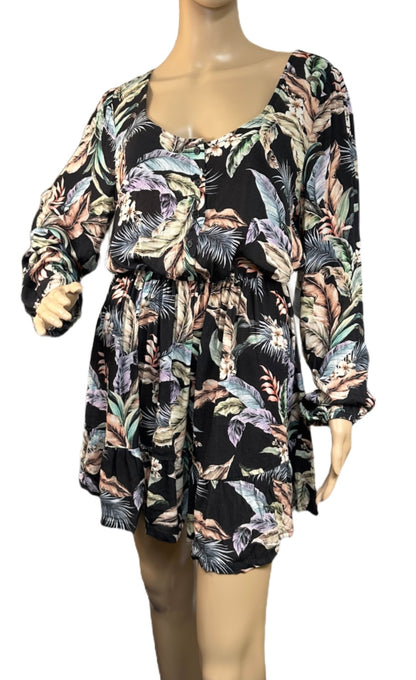 HURLEY Wispy Leaves Scoop Mini Dress
