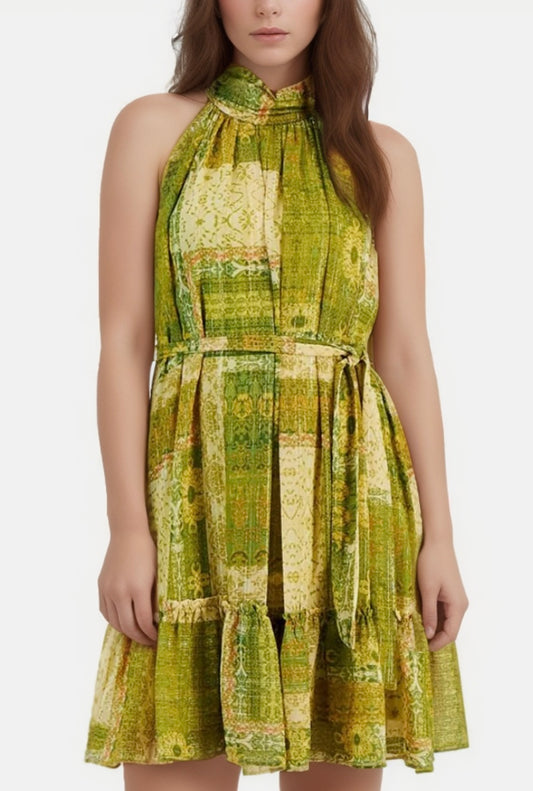 TAYLOR Petite Sleeveless Halter-Neck A-Line Dress