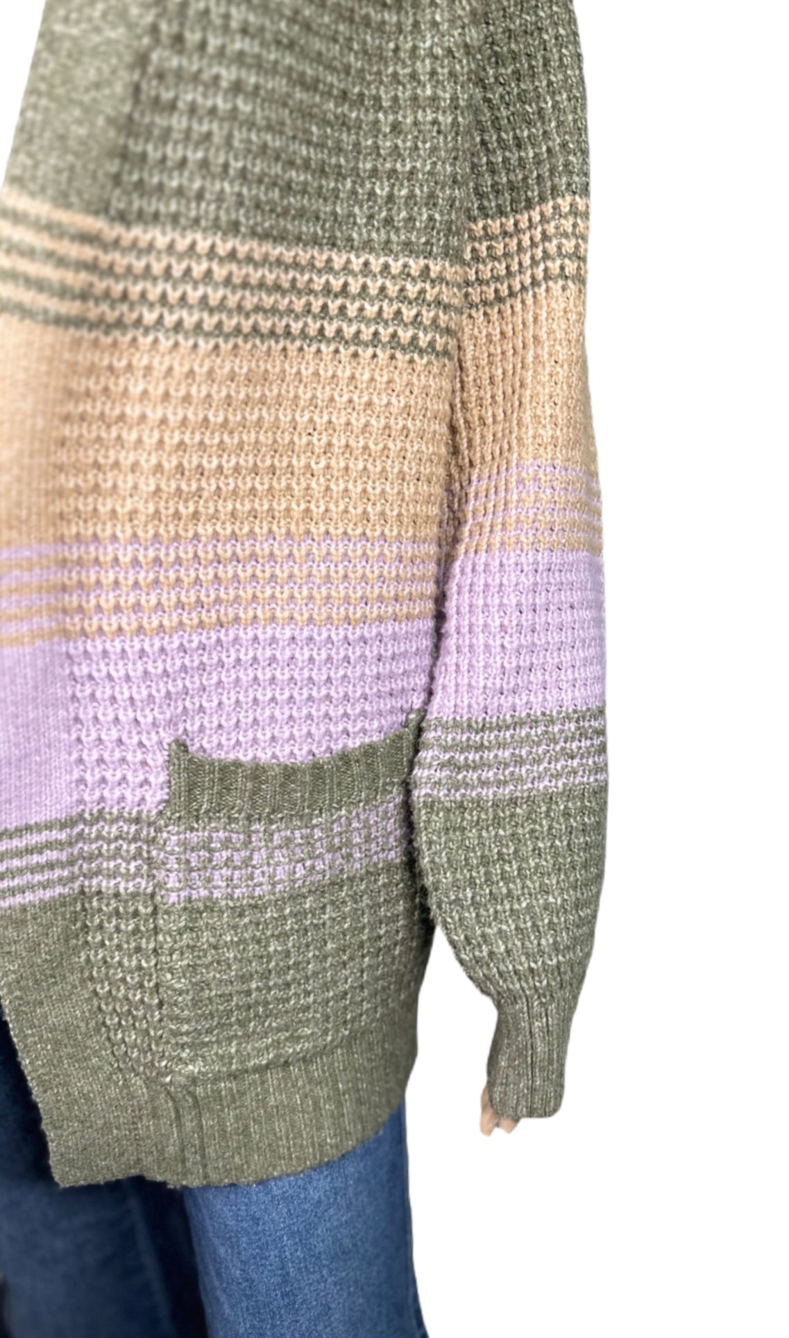 FRESHMAN Ombré Striped Waffle-Knit Long Cardigan