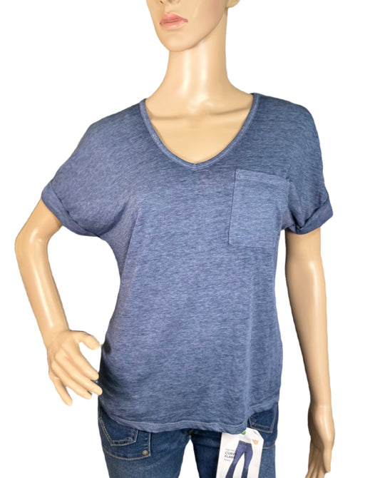 HIPPIE ROSE V-Neck Pocket Short-Sleeve T-Shirt