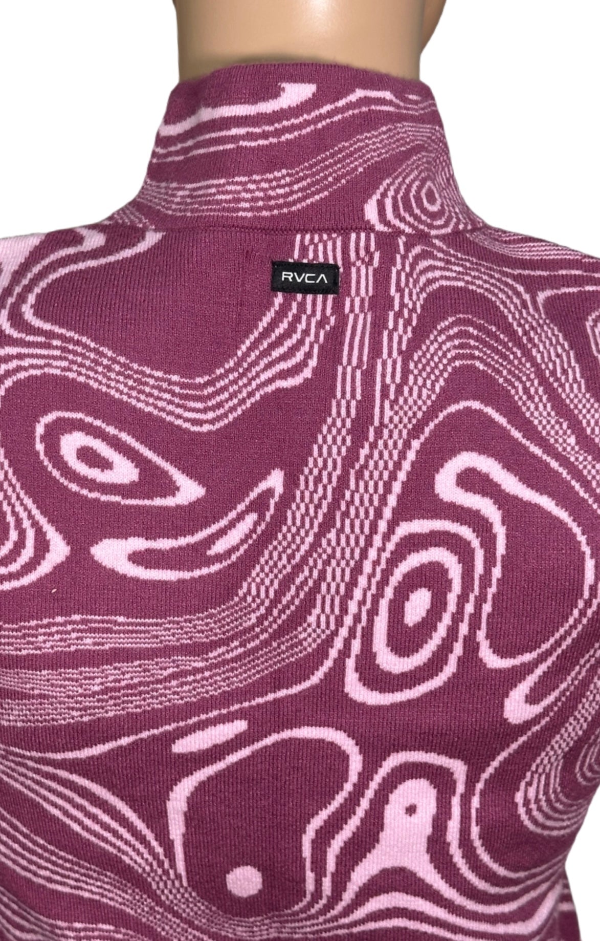 RVCA Apres Cropped Mock-Neck Waffled Sweater