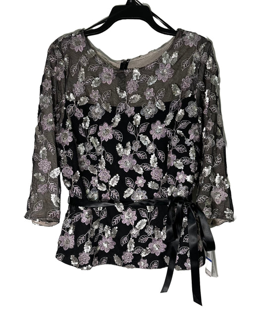 ALEX EVENINGS Sequined Embroidered Blouse