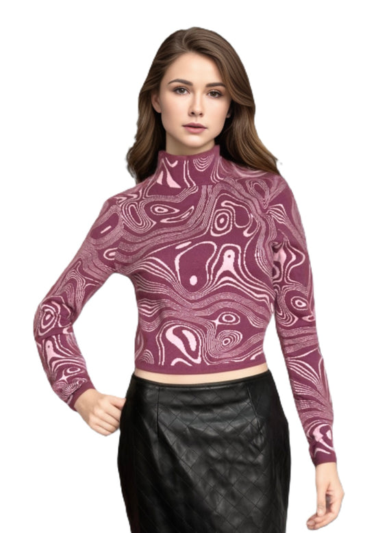 RVCA Apres Cropped Mock-Neck Waffled Sweater