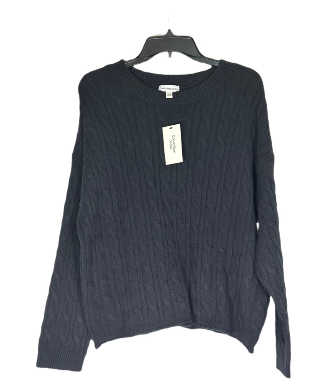CALVIN KLEIN Lightweight Cable Knit Cropped Crewneck Sweater
