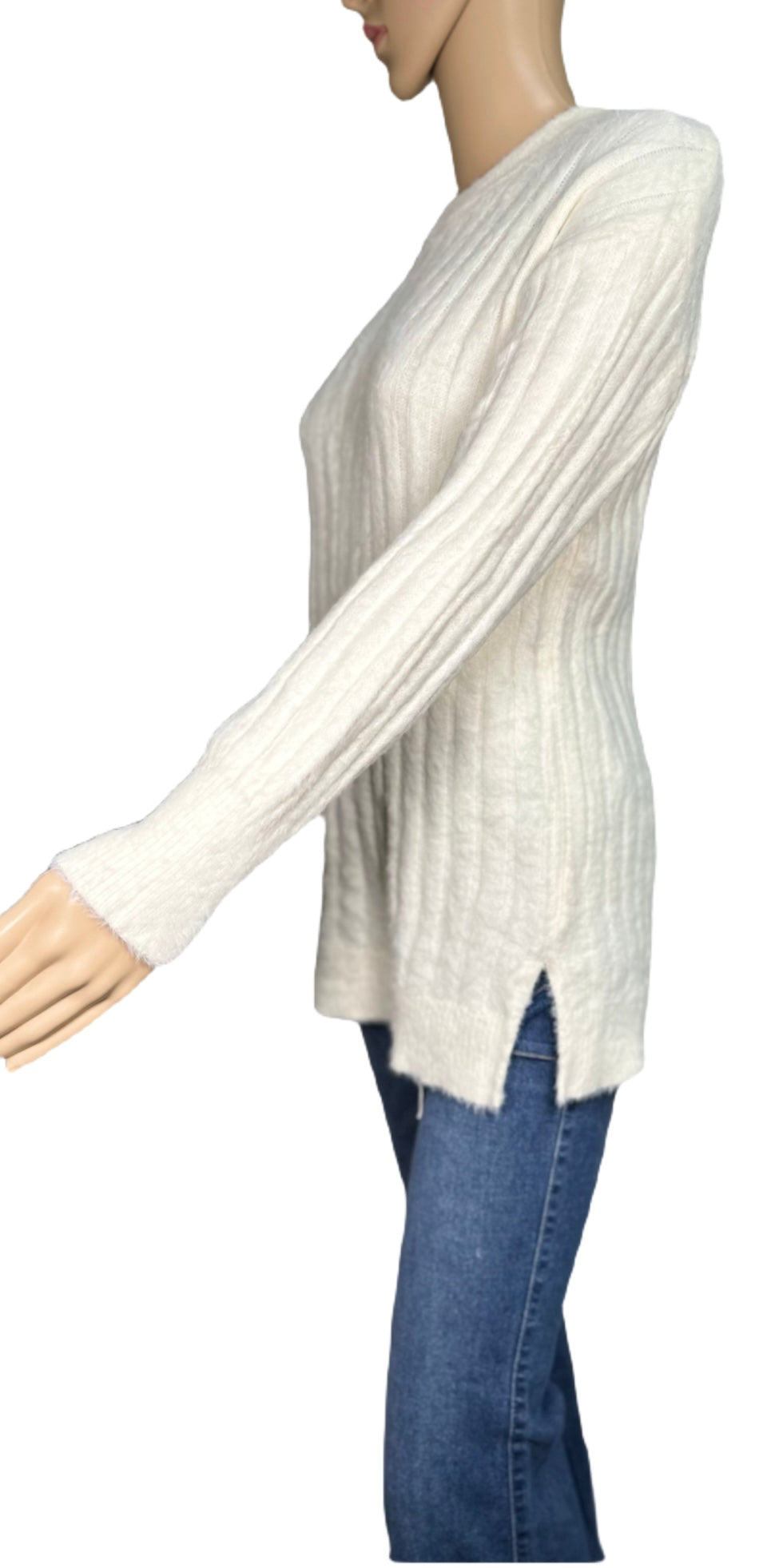 HIPPIE ROSE Ribbed-Knit Eyelash Tunic Sweater