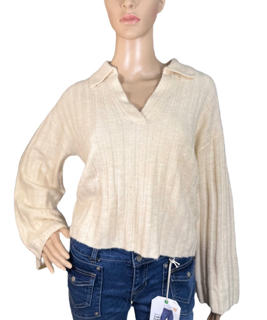 BILLABONG Juniors Flip Out Ribbed Cropped V-Neck Sweater