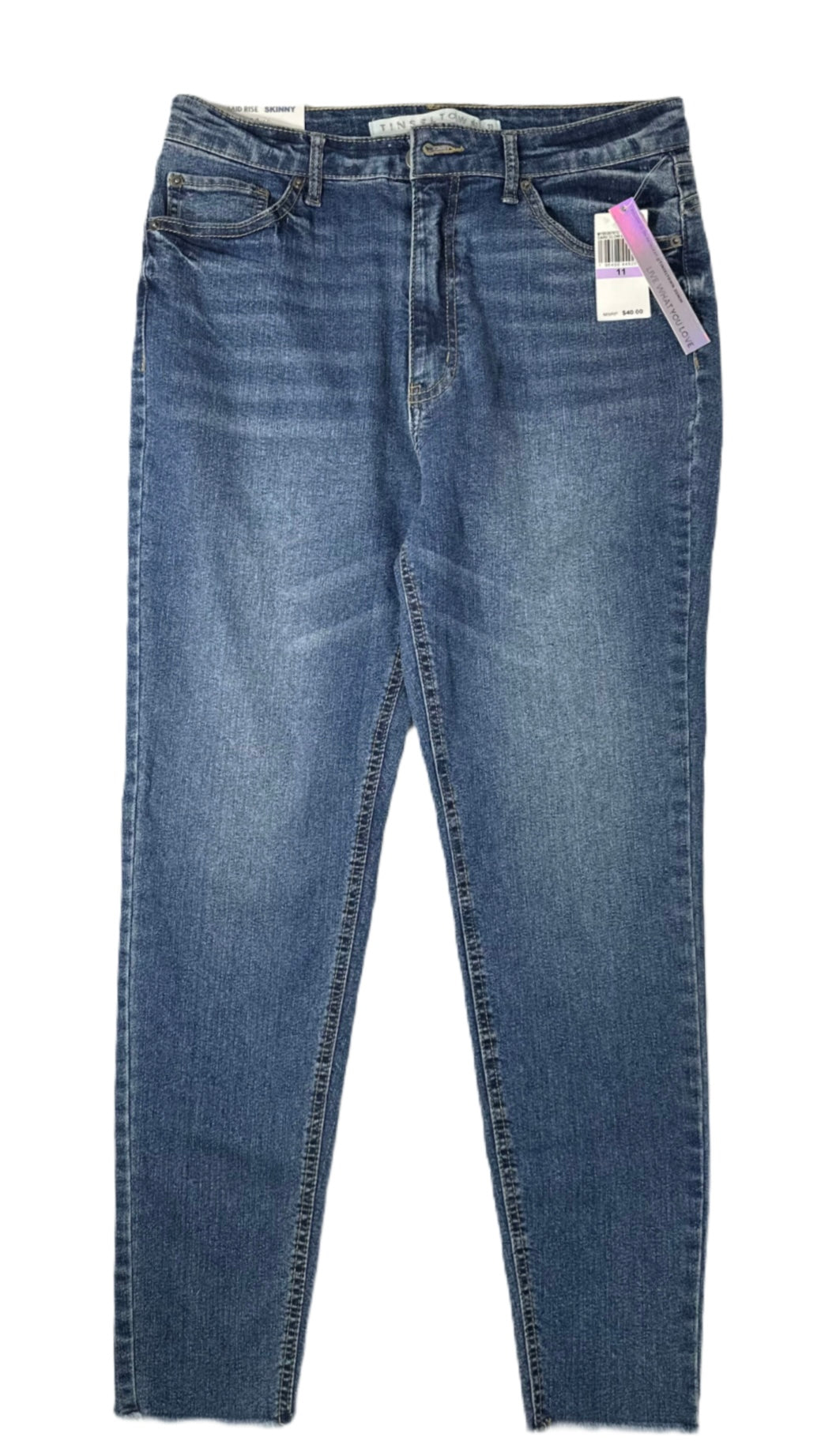 TINSELTOWN Cut-Hem Mid-Rise Skinny Denim Jeans