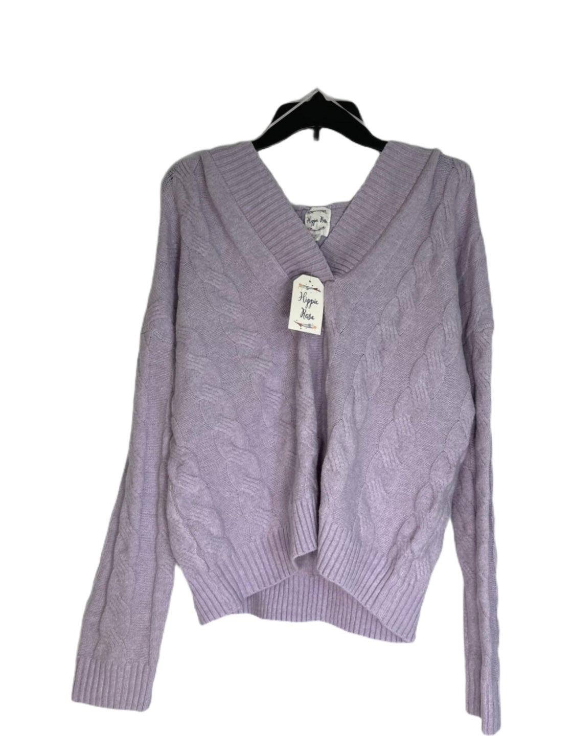 HIPPIE ROSE Cable-Knit Hoodie Sweater